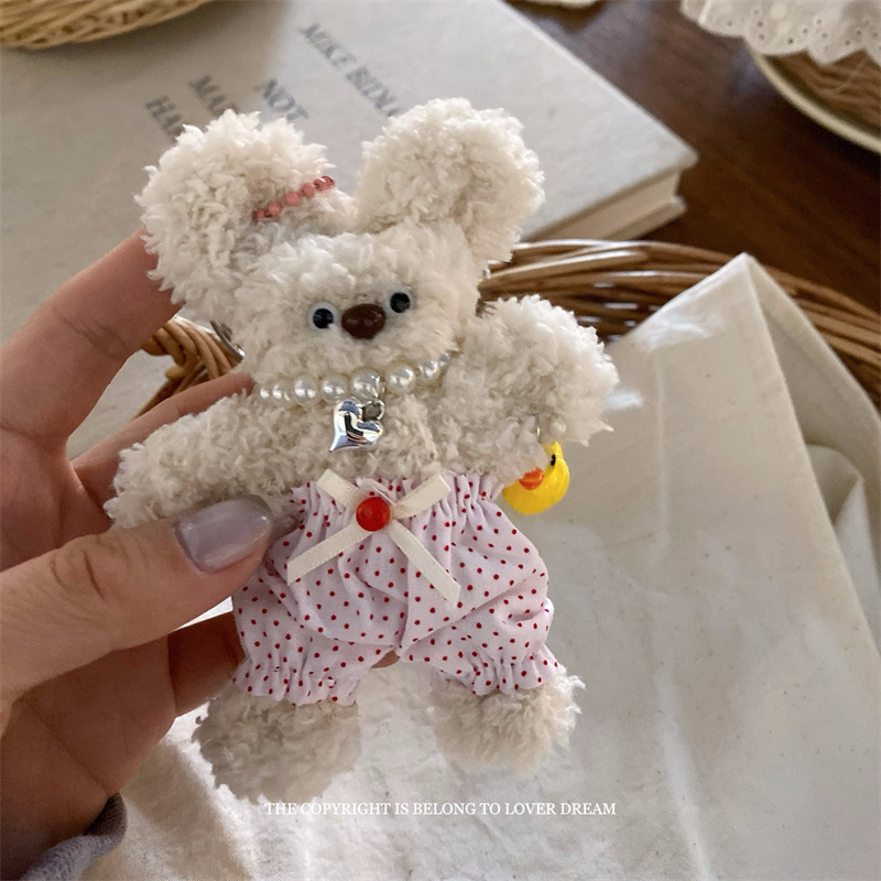 韩国新款珍珠碎花裤子扭扭棒小熊挂件 甜美可爱龙虾扣包包挂饰女详情21