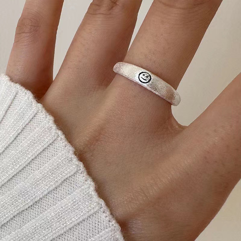 925 sterling silver ring with matte brushed finish, index finger ring opening design, bright silver versatile ring pic 9