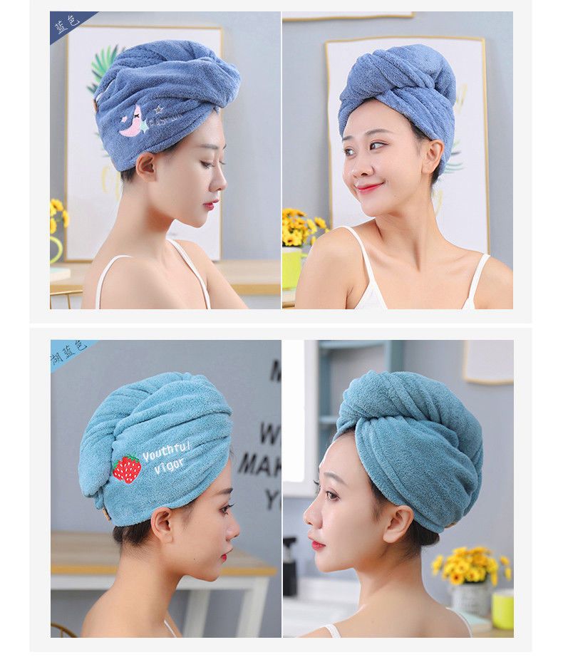 Dry hair cap, super absorbent bath cap, quick-drying hair wash, embroidered towel, hair wrap, thickened for women, long adult hair, headscarf pic 16