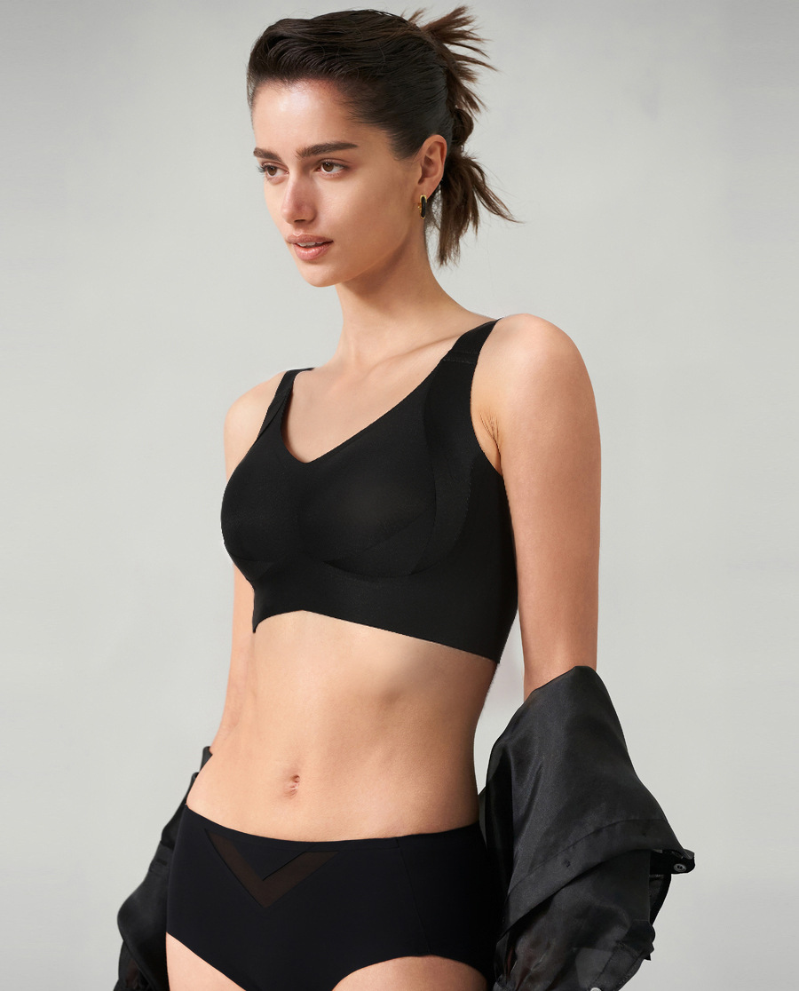 Full-cup latex bra for women, thin cup side-folding and adjustable bra, with a large bust that looks smaller, lifting and anti-sagging pic 15
