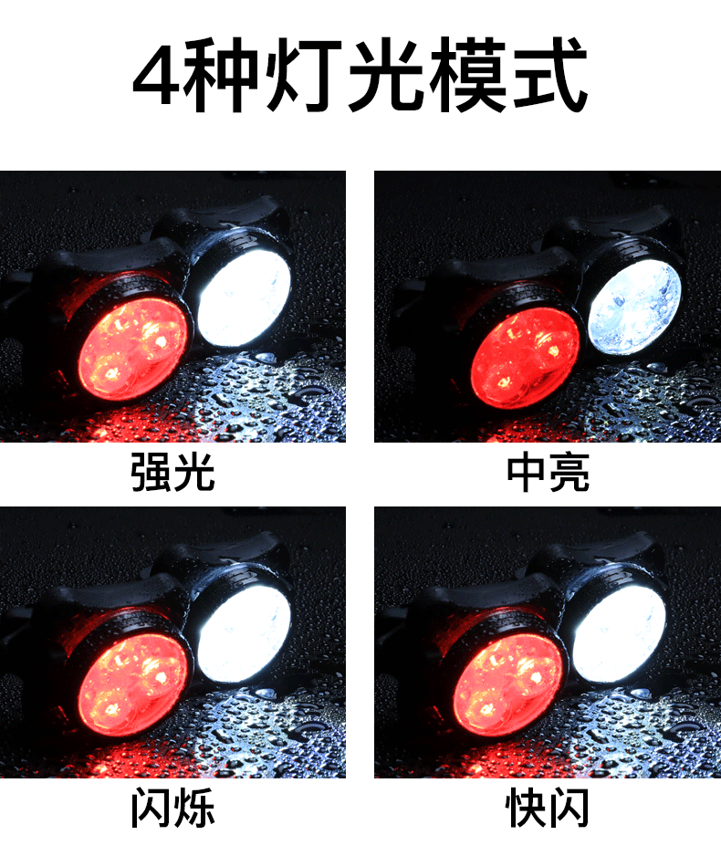 New mountain bike, bicycle, USB warning light, bicycle headlight + taillight, LED emergency light, cycling accessories pic 3