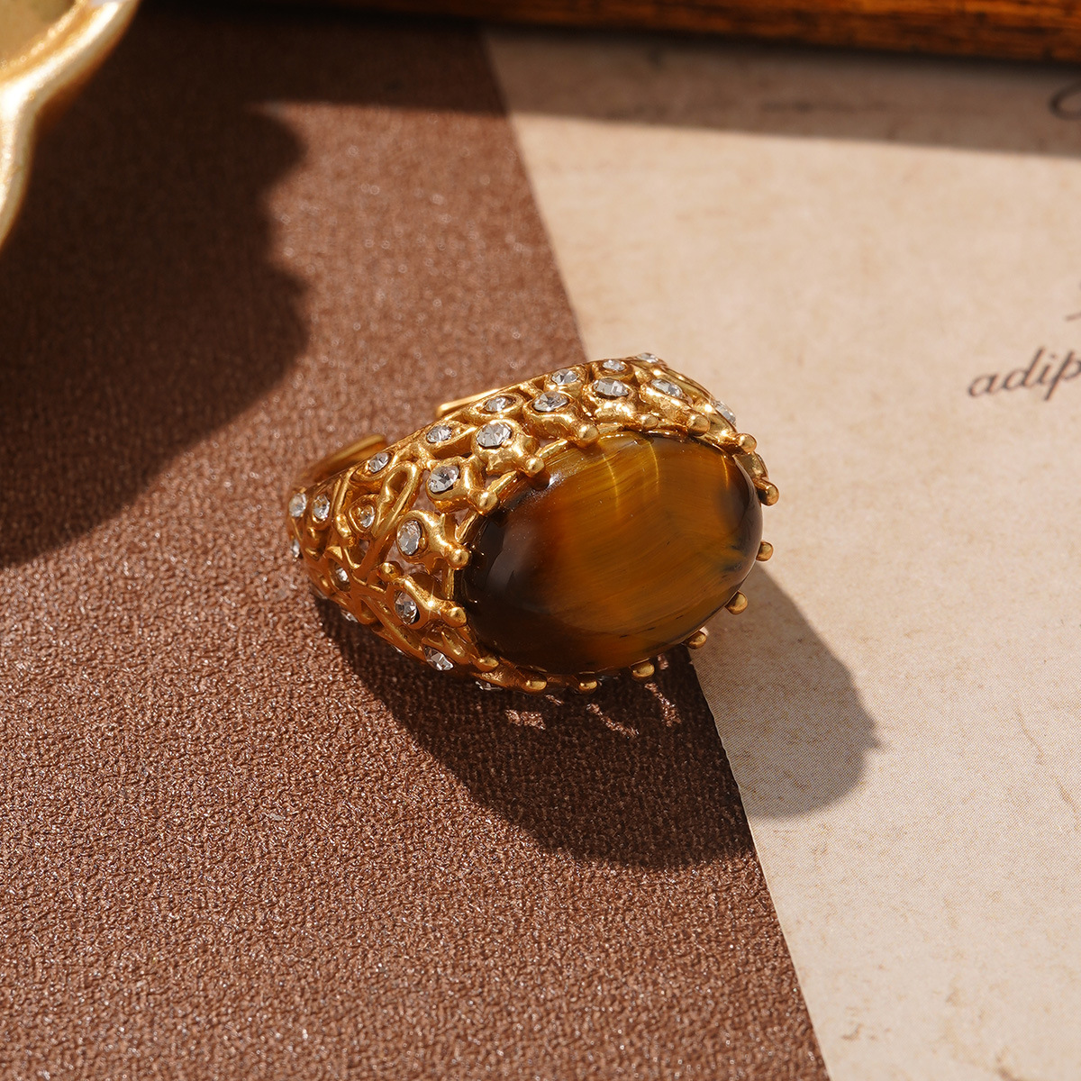 European and American cross-border jewelry design, Russian gold irregular ring, niche court style vintage light luxury ring pic 16