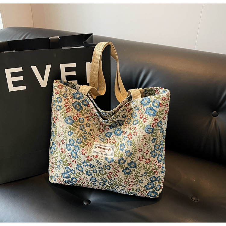 大容量帆布包包2024新款潮时尚百搭单肩手提袋子ins学生上课包女详情13