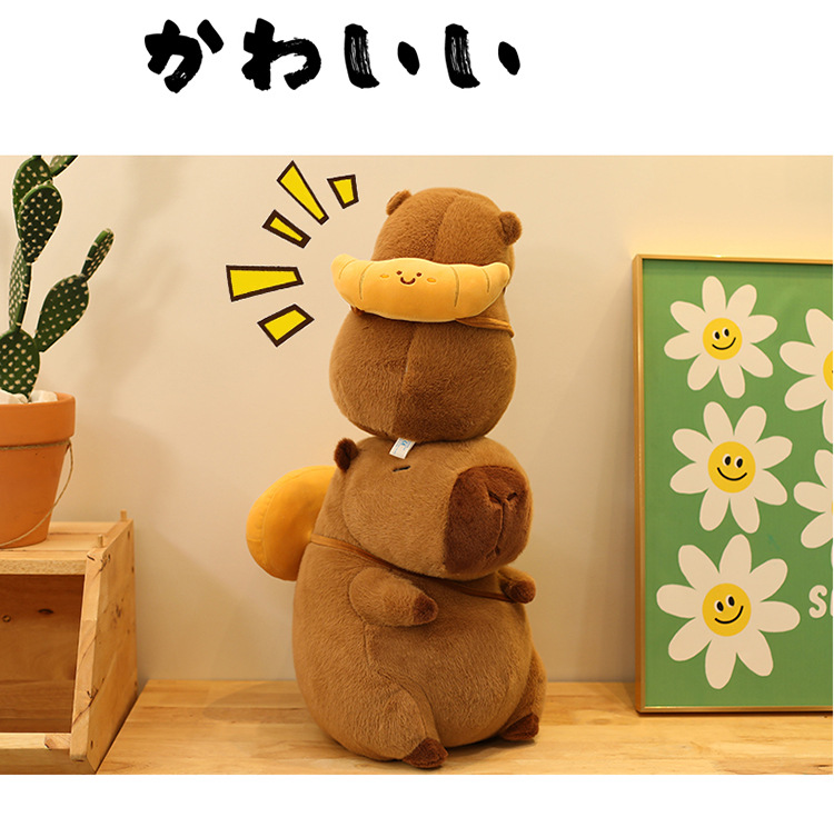 外贸新品卡皮巴拉公仔卡通烘焙系列水豚毛绒玩具抱枕娃娃机兑换品详情30