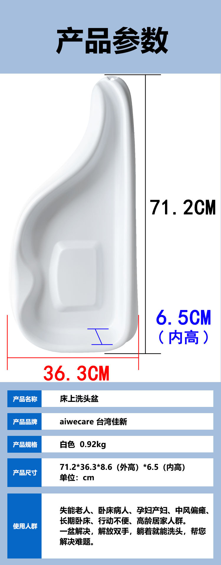 Hair washing basin for bedridden elderly people, hair washing basin for pregnant women and postpartum women, hair washing basin for lying flat beds, hair washing products for bedridden elderly people pic 1