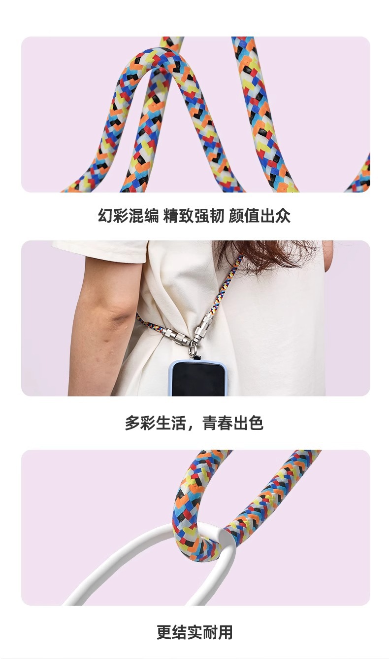 跨境手机线螺旋斜挎手腕短款双TYPE-C线PD充电线二合一挂脖数据线详情10