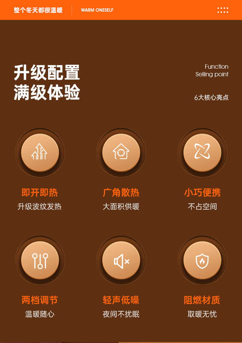 新款大功率屏显暖风机桌面办公小型取暖器 PTC陶瓷发热家用跨境详情47