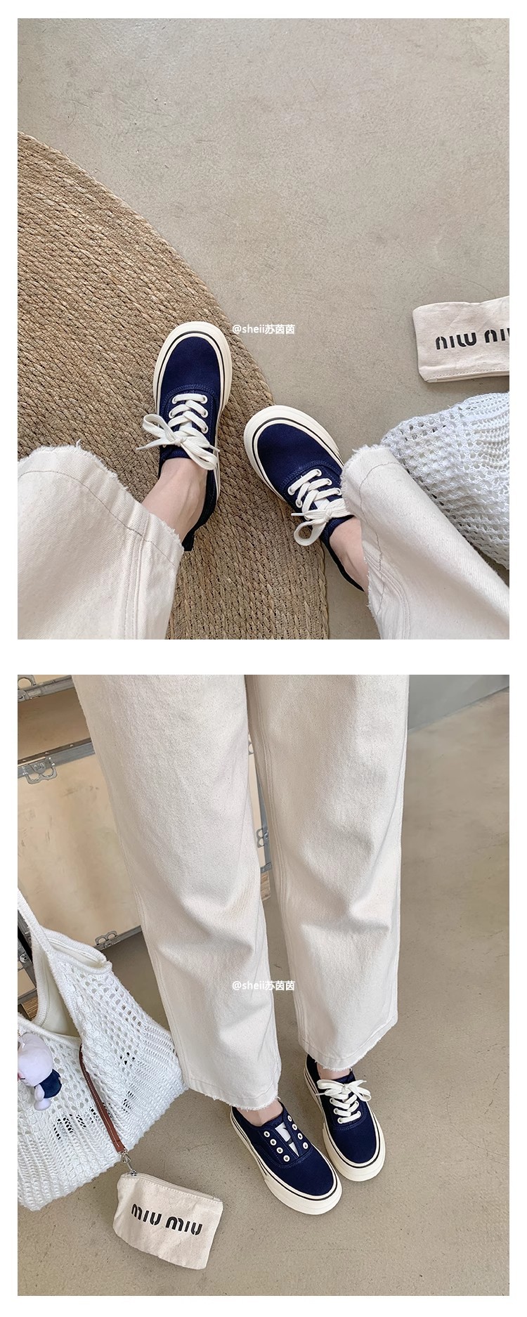 苏茵茵同款隐形增高7cm~懒人休闲厚底乐福单鞋女帆布鞋板鞋详情13