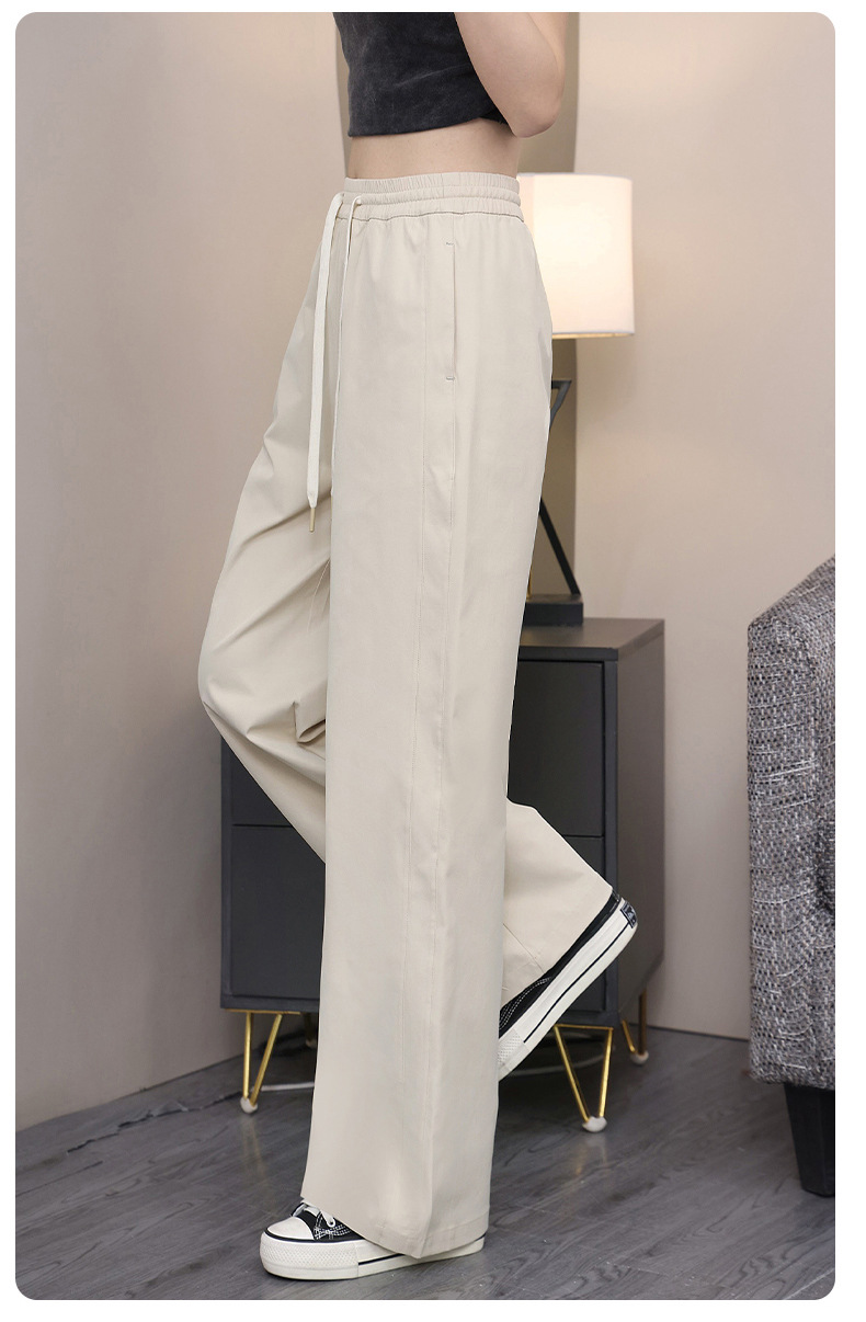 2025 New narrow straight-leg pants for women, high-waisted and slimming wide-leg pants, loose drape, floor-length loose pants, casual pants pic 19