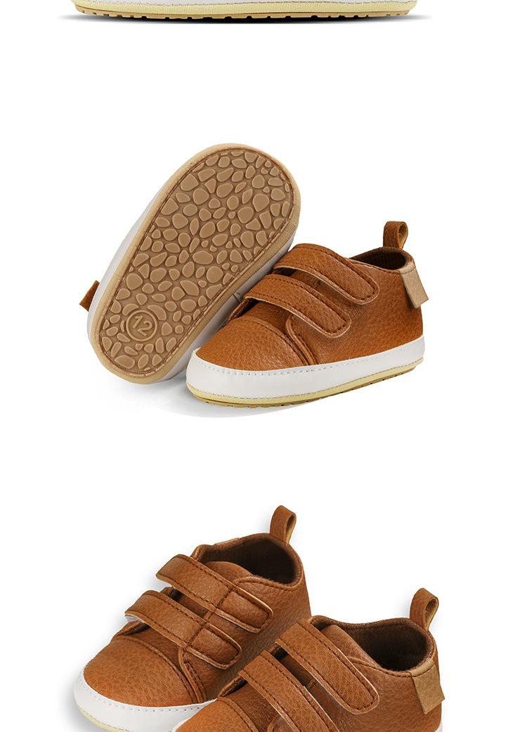 春秋0-1岁婴儿学步鞋PU魔术贴 男女宝宝波鞋室内外皮鞋软底详情8