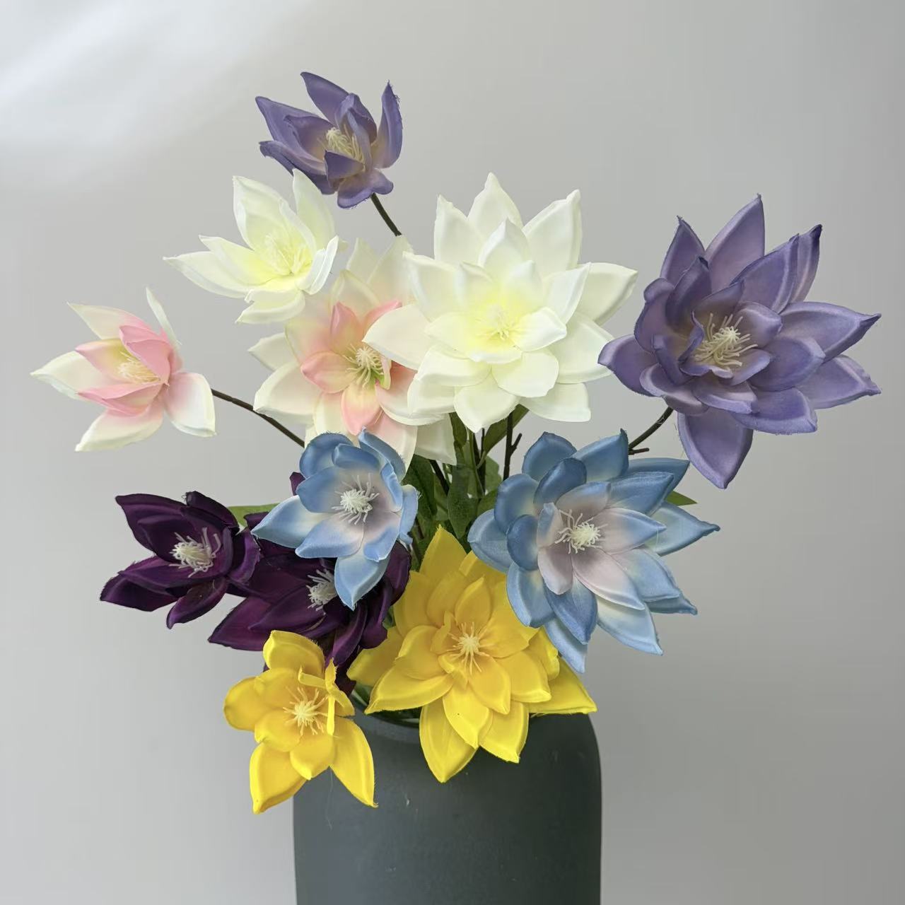 新品2头仿真大丽花莲花仿真花婚礼堂吊顶路引家居摆件婚庆假花详情7