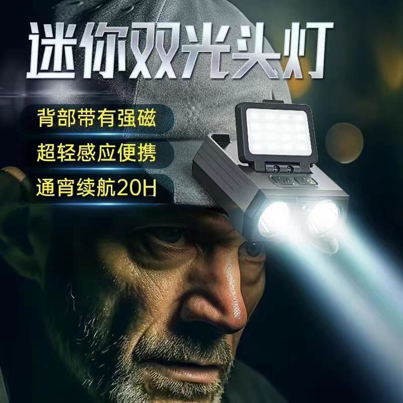 跨境新款感应LED强光多功能户外防水夹帽头带户外照明夜钓帽夹灯详情1