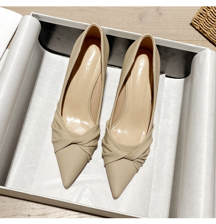高跟鞋女2025春秋新款浅口尖头职业鞋软皮细跟时尚百搭中跟单鞋女详情22