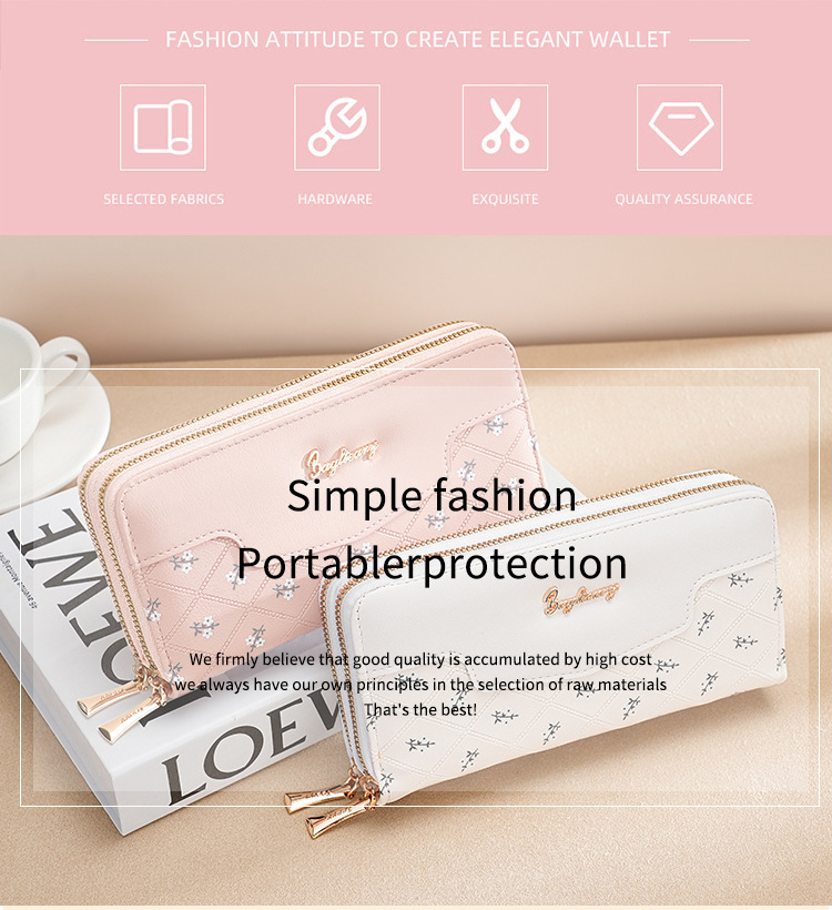 钱包女生长款新款韩版简约拼接手拿包wallet零钱包卡包女士高级感详情4