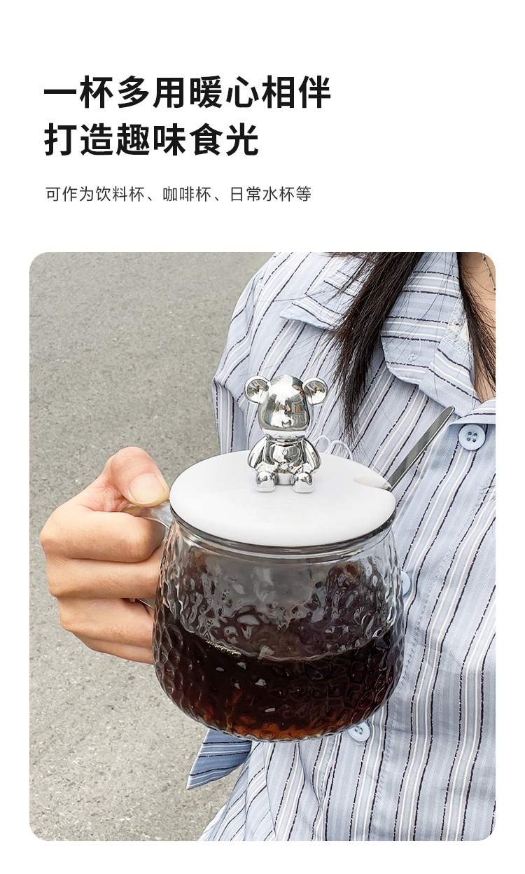 包邮ins风可爱耐热玻璃水杯女生高颜值马克杯带盖勺咖啡早餐杯子详情10