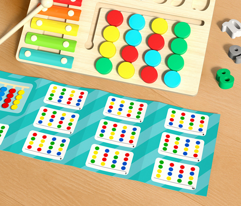 A wooden four-in-one multi-functional board for children, magnetic pen movement and positioning game, logical thinking training and educational toy pic 39