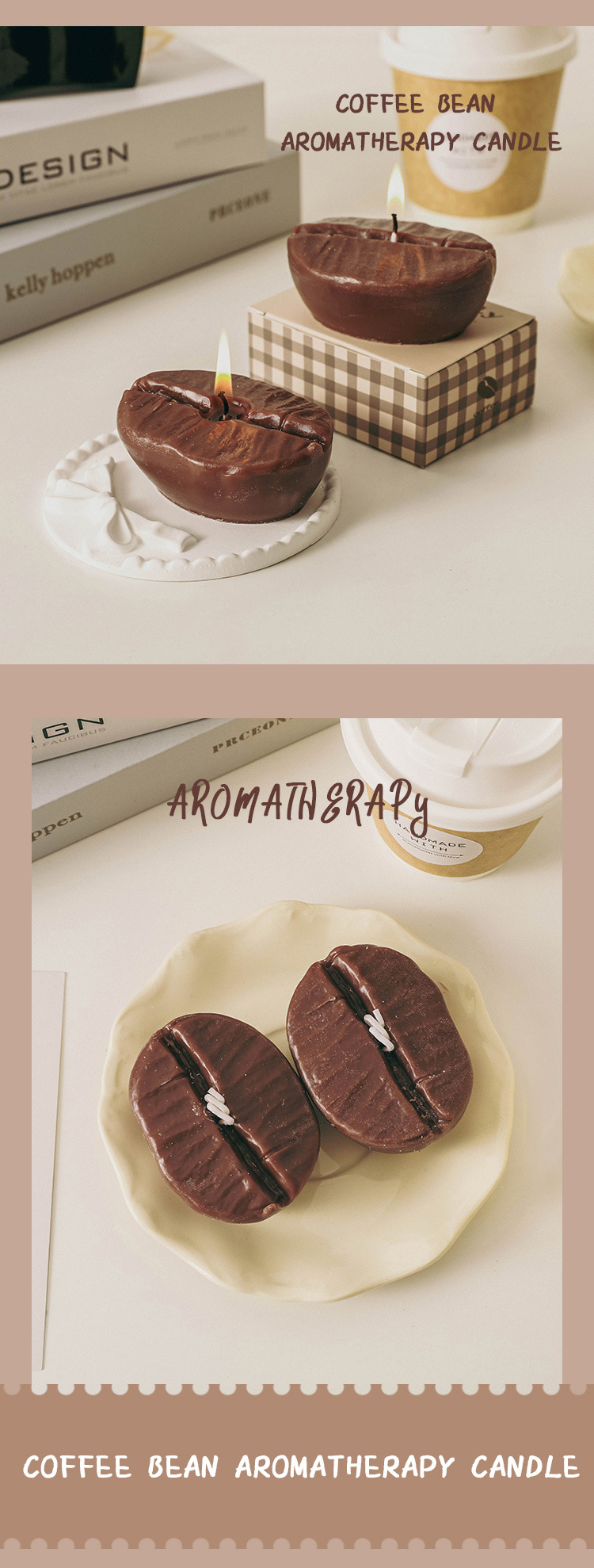 Coffee bean scented candles, high-end design, wax atmosphere, cross-border scented, cute and creative wholesale souvenirs pic 3