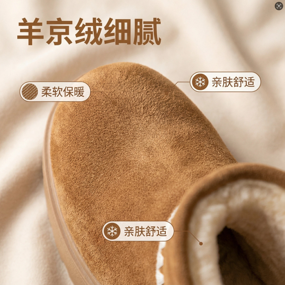 增高雪地靴子2025年秋冬新款时尚百搭加绒加厚底芒果头勃肯棉鞋详情6