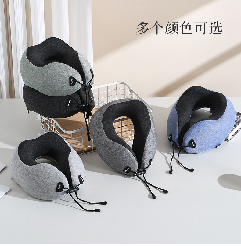 记忆棉U型枕慢回弹飞机汽车高铁午睡枕护颈护脖枕 仿羊绒横条旅行详情3