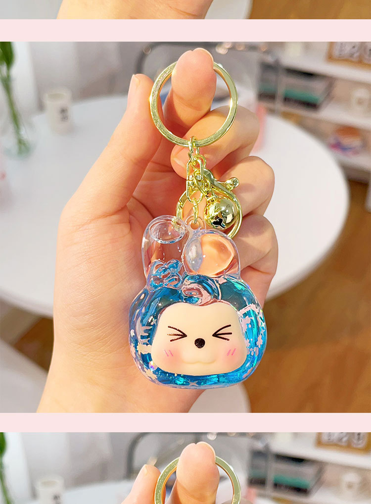 新款美乐蒂圣诞装饰球入油流沙钥匙扣迷你小挂件流沙直播摆件盲袋详情12