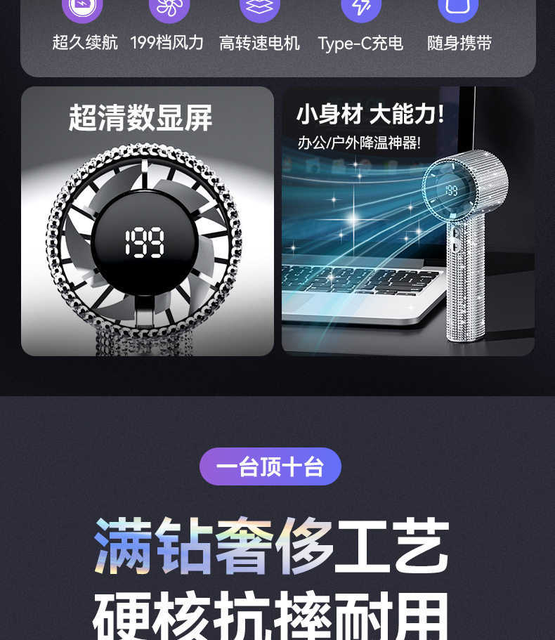 强力涡轮增压爆风机高速大风量吹干护发快速造型详情4