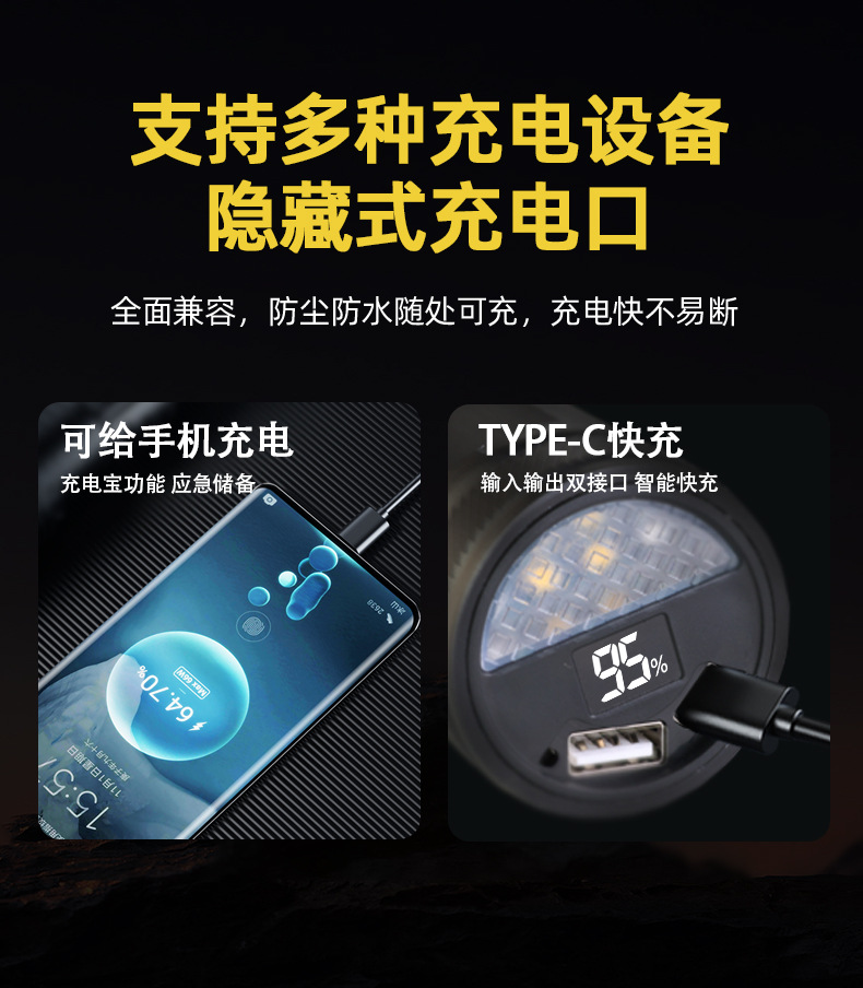 白激光工作灯伸缩变焦大功率手电筒炫彩荧光警示维修灯汽持久续航详情4