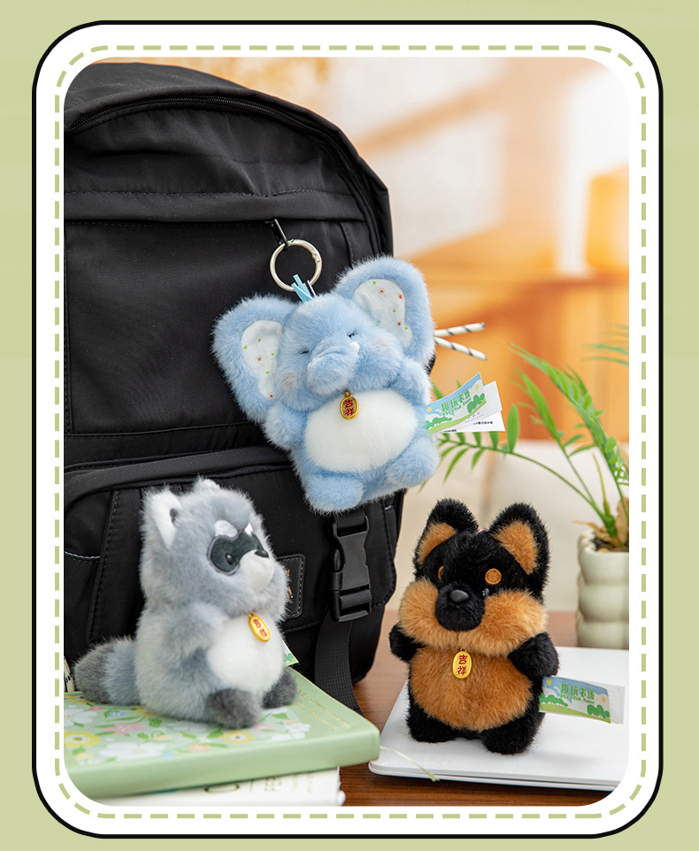 Blue elephant, grey squirrel, black and brown puppy, trendy toys, custom plush dolls pic 14
