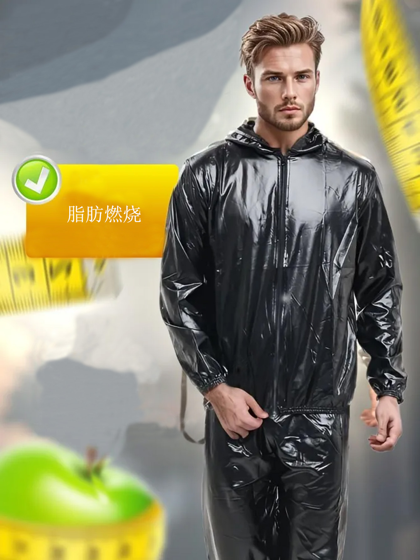 长袖桑拿衣套装 室内运动健身塑身黑色控体出汗桑拿衣批发详情1
