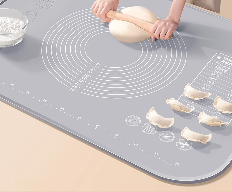 Silicone rubber dough kneading pad, food-grade thickened dumpling dough pad panel and dough pad, household cutting board for rolling dough, anti-slip pic 2