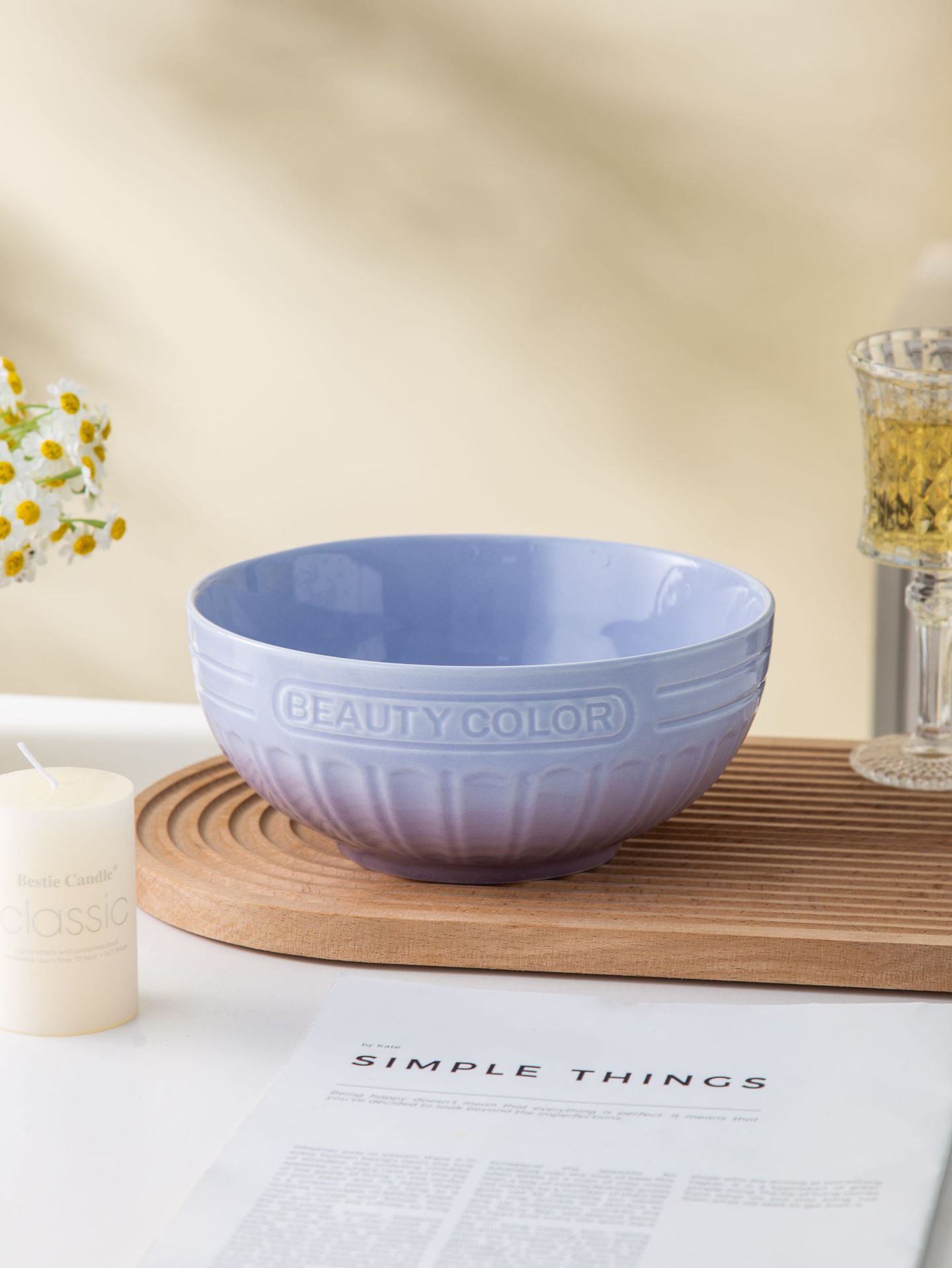 渐变紫北欧高颜值碗盘套装家用陶瓷米饭碗圆盘汤碗乔迁高级感餐具详情14