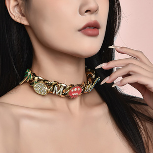 欧美高级感十字花皮质项圈颈带锁骨链choker甜酷风潮颈链脖链批发详情1