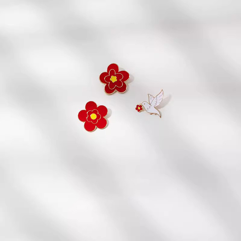 和平鸽胸针期待和平小红花女学生徽章颁奖状别针衣服围巾胸花配饰详情2