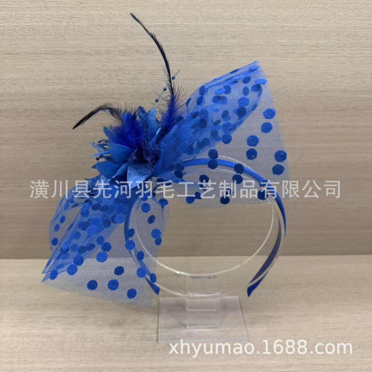 复古风羽毛花朵网纱发箍新娘婚礼礼帽旅拍头饰饰品发饰头纱详情4