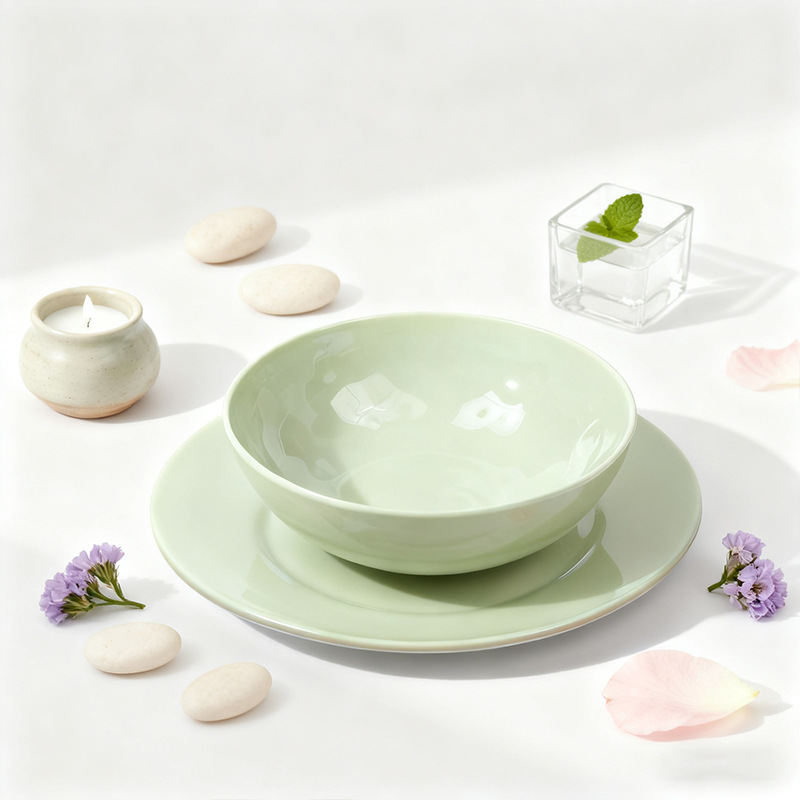 外贸绿色斗碗粥碗防摔仿瓷碗密胺塑料食堂餐厅广口喇叭碗汤碗定制详情5