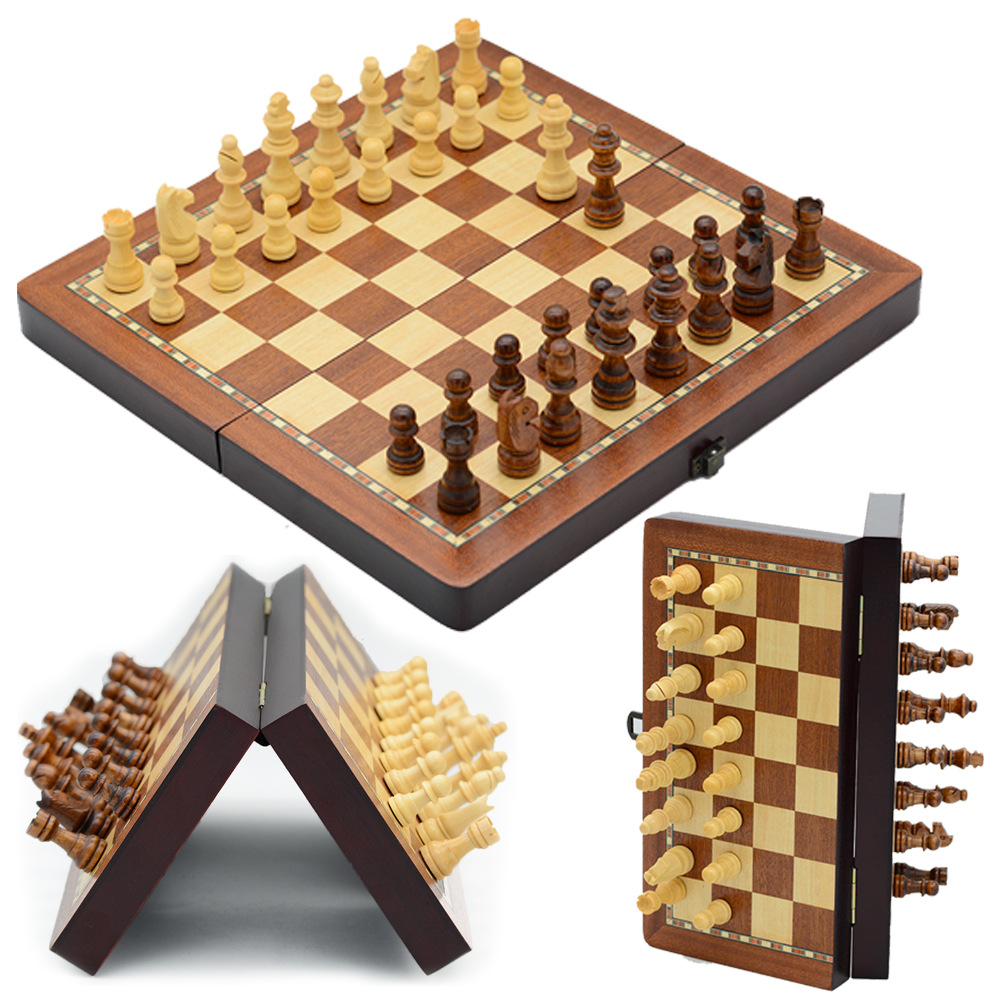 跨境国际象棋29CM松木质强磁可折叠含双后专业级棋牌桌游玩具厂家详情1