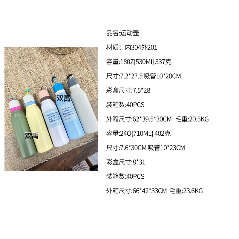 简约高颜值不锈钢保温杯马卡龙色系大容量运动水壶户外便携手提杯详情1