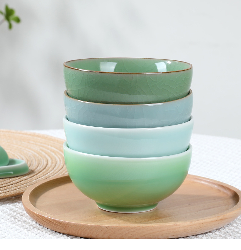 陶瓷碗厂家直销高颜值饭碗家用米饭碗青瓷中式餐具新中式创意青瓷详情9
