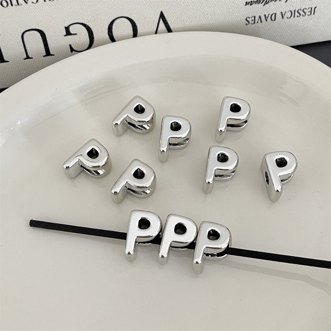 diy acrylic silver large-hole letter beads jewelry accessory package, hanging mobile phone chain accessory, stringing beads, scattering beads pic 21