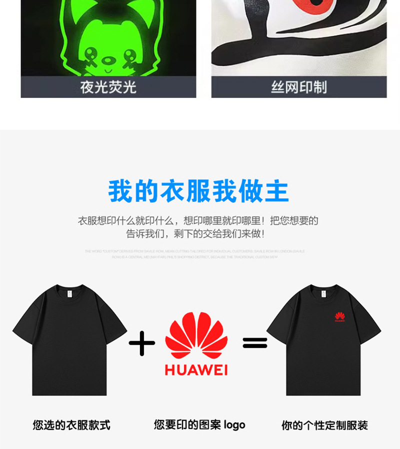 220克纯棉圆领t恤定制企业工作服文化广告衫班服印字logo宽松短袖详情6