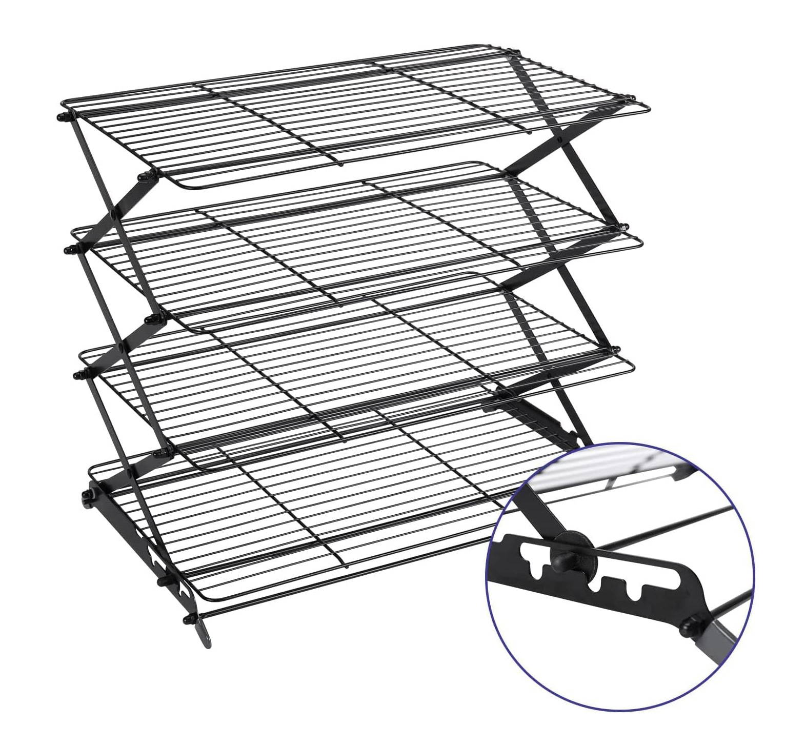 Cross-border new product 4Tier Collapsible Cooling Rack Black folding cooling rack for multi-layer kitchen pic 7