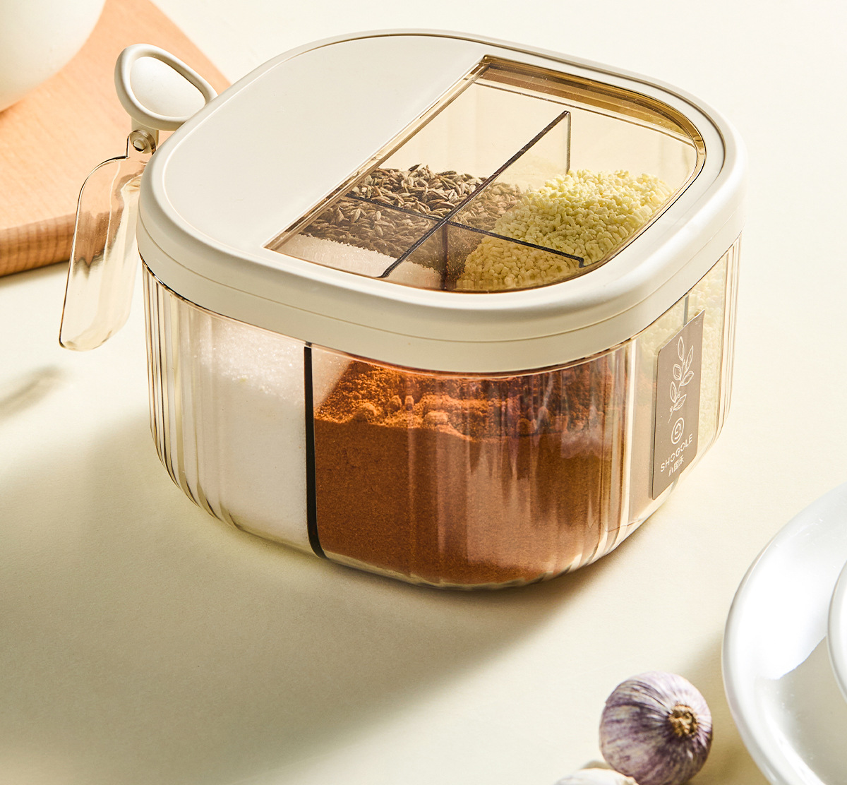 Seasoning box combination set, multi-compartment integrated kitchen household seasoning jar, high-end new type storage seasoning jar for salt and monosodium glutamate pic 9