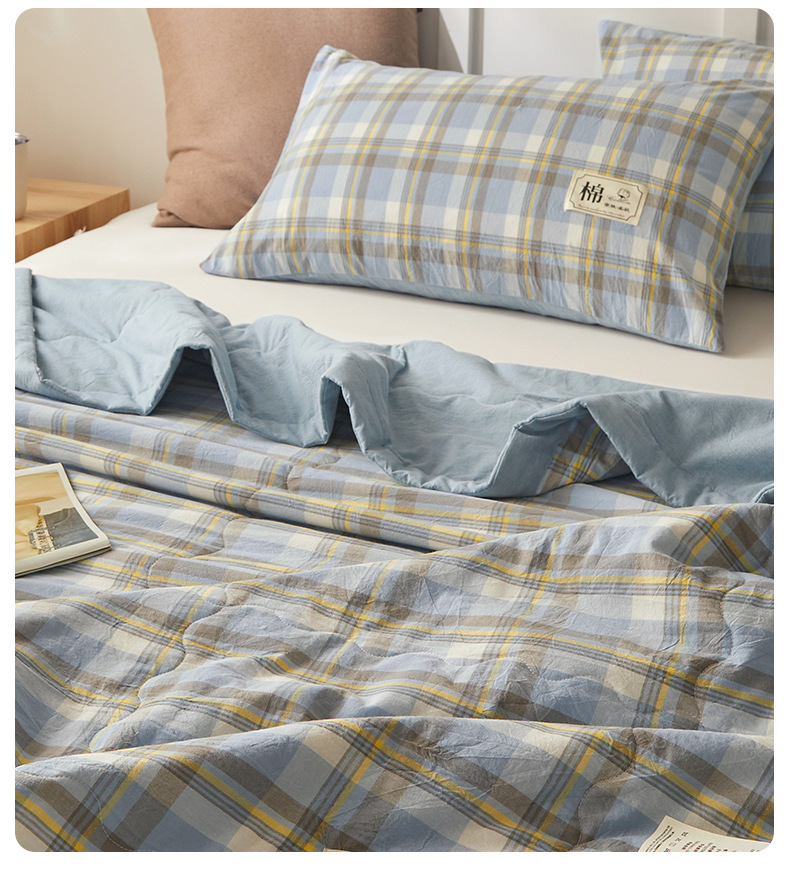 A类新疆棉花被子色织夏季空调被芯宿舍单人夏凉被批发纯色薄被子|详情15