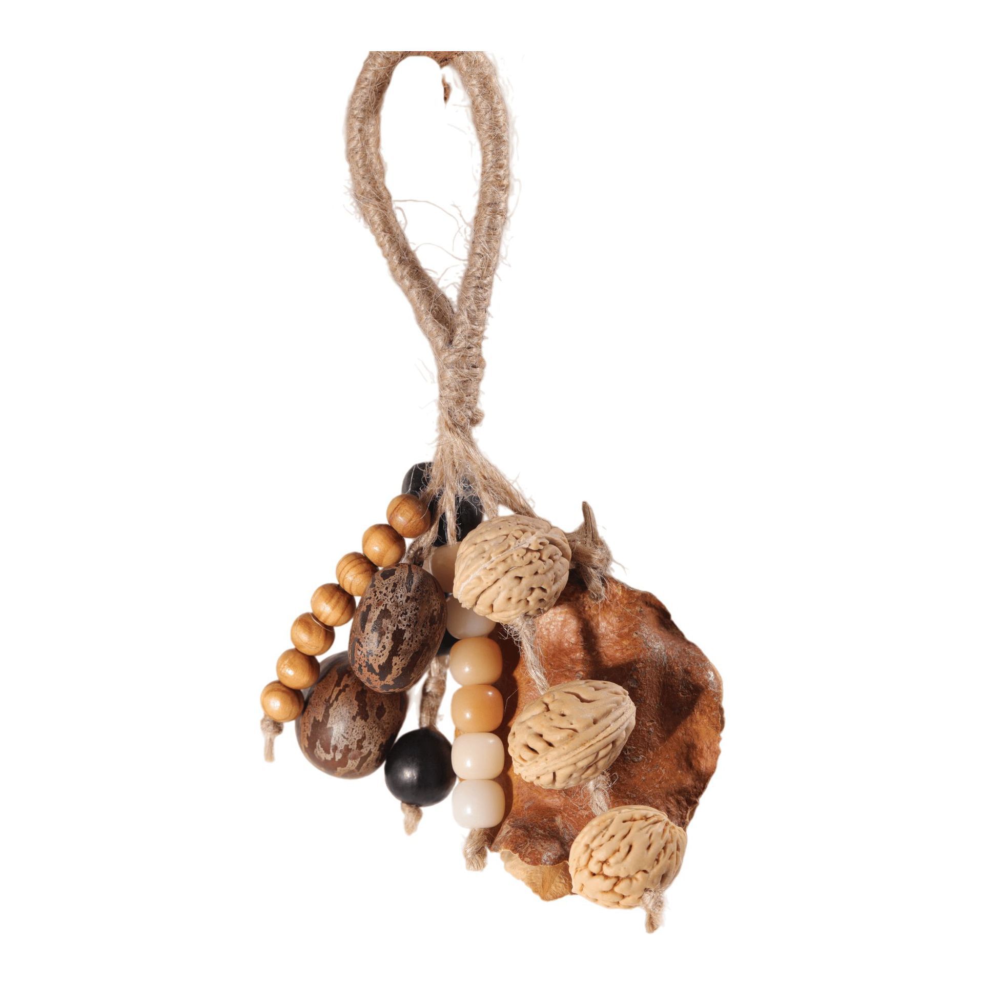 Indonesian handmade fruit shell wind chimes, natural Musical Instruments, sound therapy hand-cranked bells, fruit shell cranked bells, diy wind chime bags, hanging ornaments pic 11