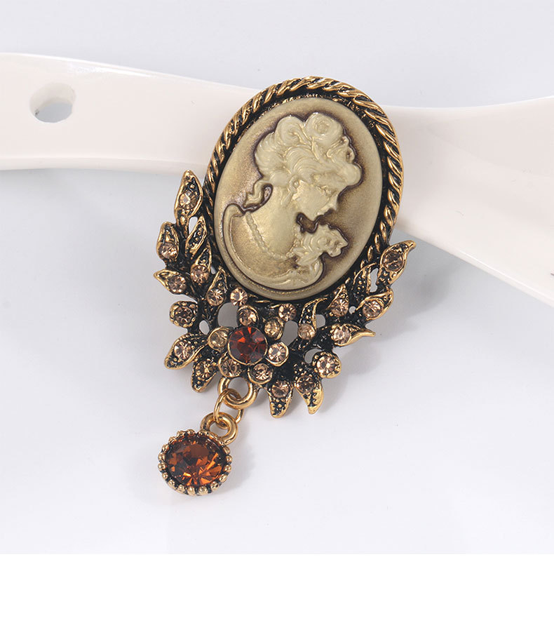 美人头像胸针镶钻气质胸花大气经典毛衣西服大衣扣针古典配饰别针详情4