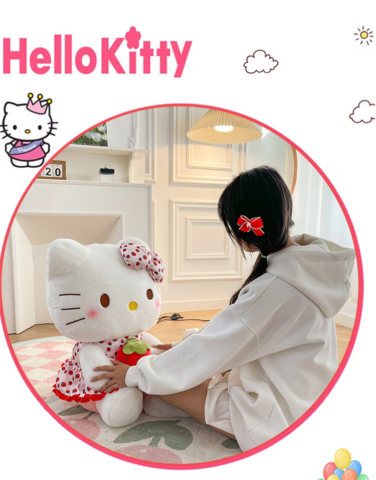 Wholesale of cute strawberry Hello Kitty dolls, plush toys, KT dolls, claw machine dolls, birthday gifts for girls pic 14