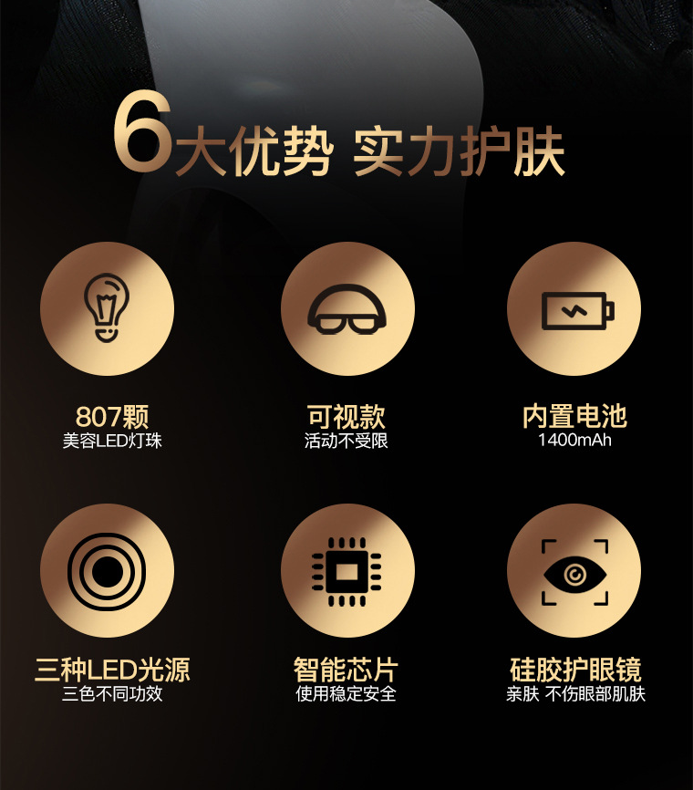 shanilak 新款LED美容仪光子嫩肤仪美容面罩面部颈部光谱仪美容院详情2