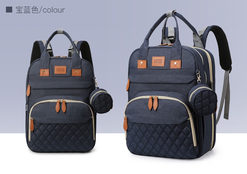 跨境高级感双肩背包多功能妈咪包母婴外出轻便大容量折叠婴儿床包详情31