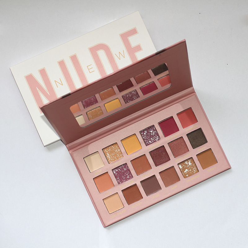 跨境裸色18色眼影盘哑光珠光细闪粉持久防水酒红眼妆沙漠玫瑰眼影详情4