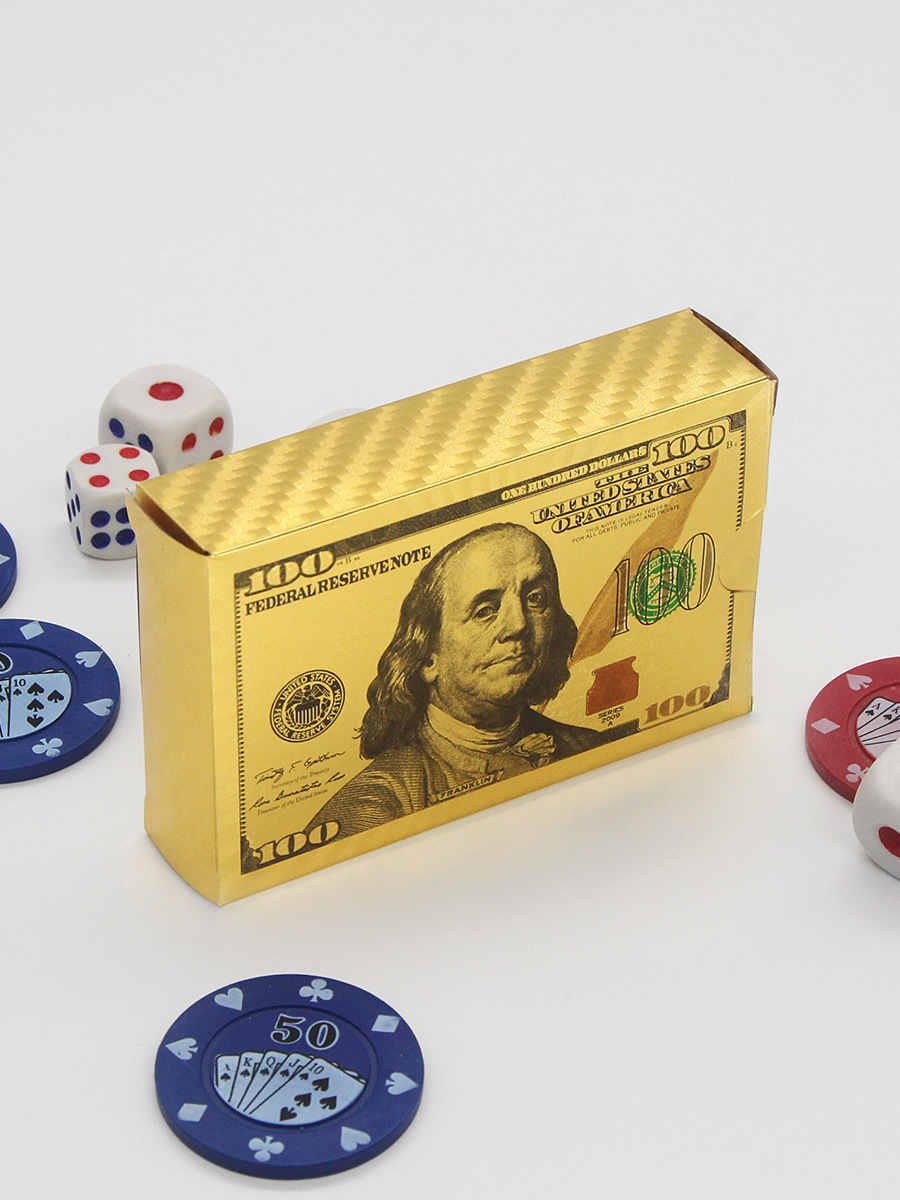 美元扑克牌金箔扑克牌土豪金黑金防水扑克牌批发外贸热卖跨境现货详情7