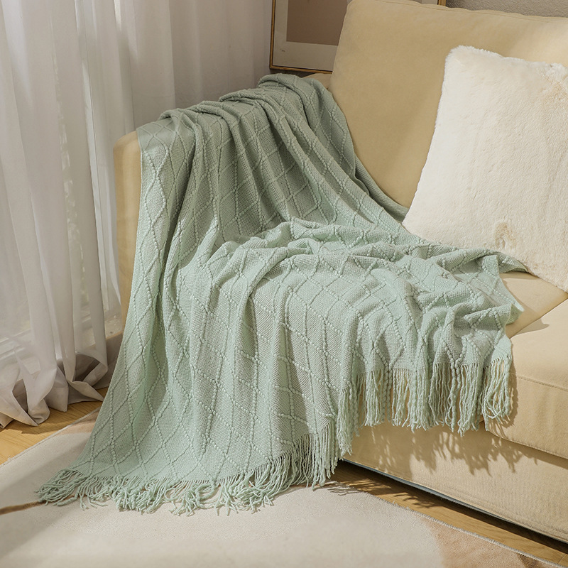 Knitted blanket, sofa blanket, cover blanket, fringed thin blanket, office air conditioning blanket, bay window blanket, summer nap blanket, small blanket pic 40